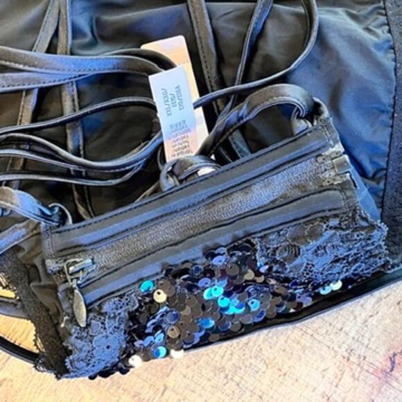 Victoria's Secret Black Sequin Crop Top Lace Up Back XXL 2XL NEW TOP ONLY - Picture 6 of 10